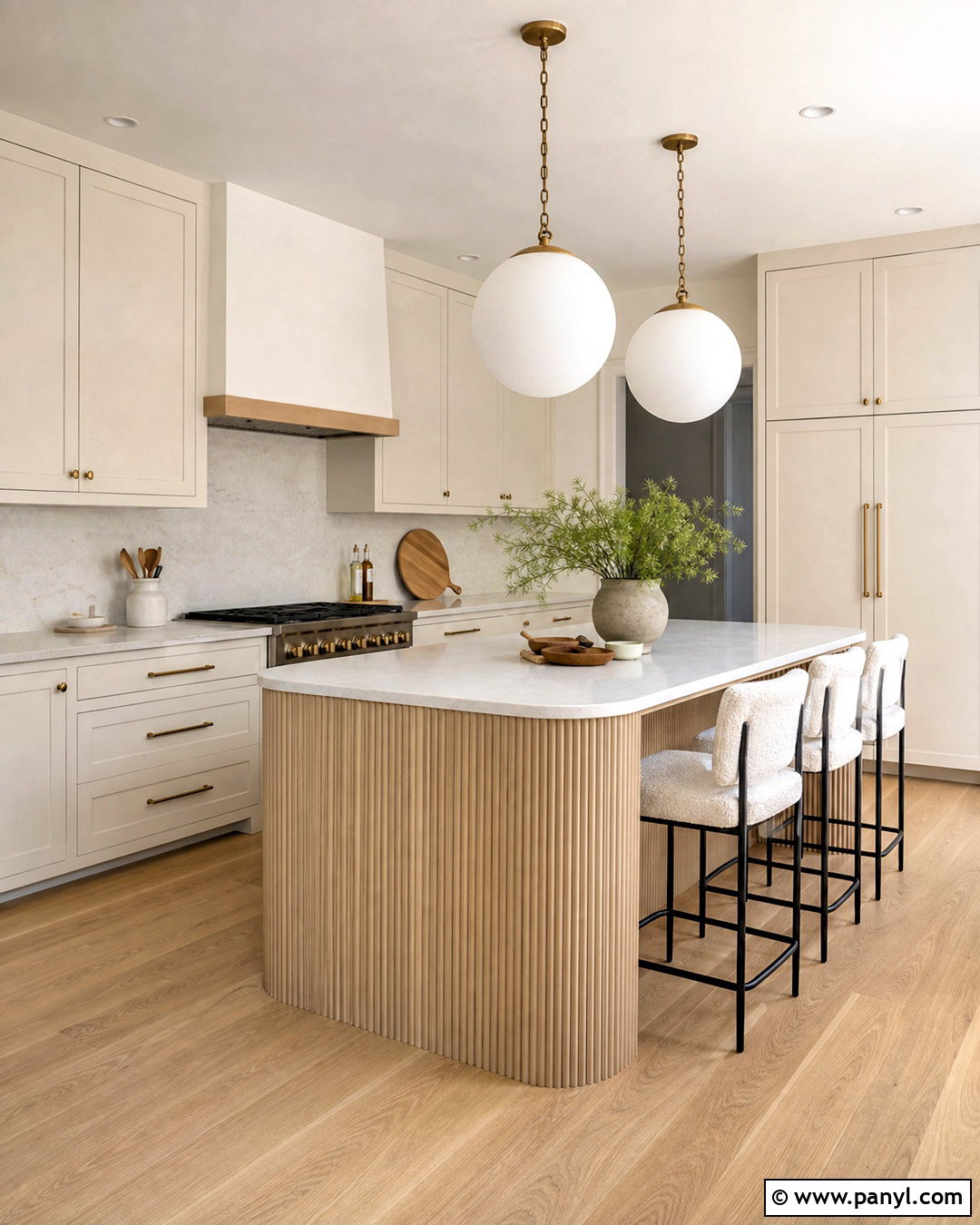 White And Beige Kitchen With A Fluted Island - 20 white and beige kitchen ideas