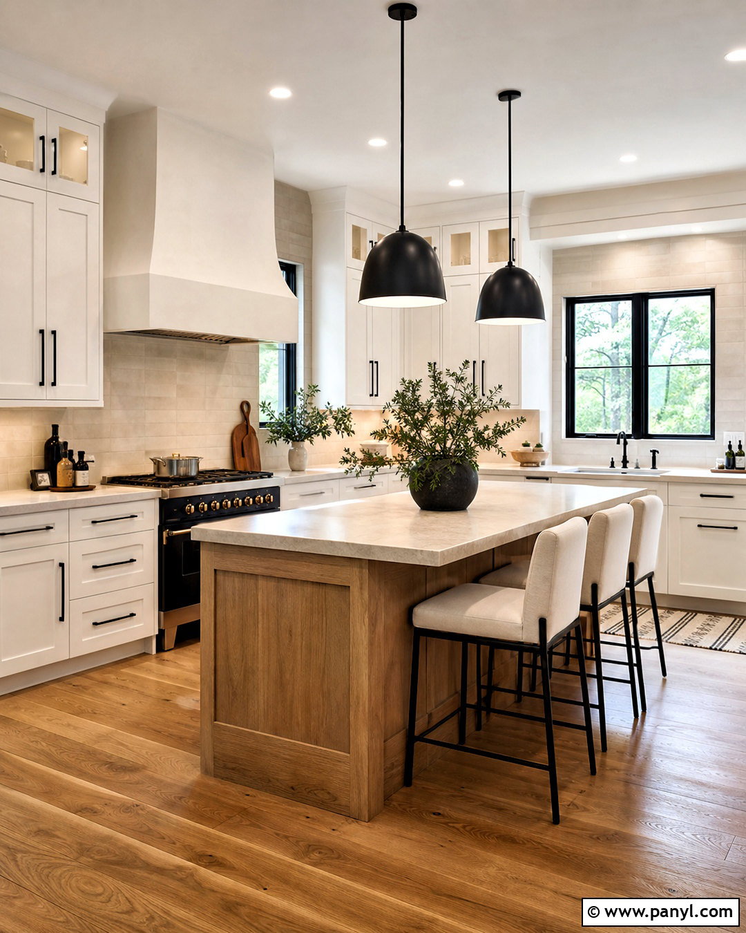 White And Beige Kitchen With Black Accents - 20 white and beige kitchen ideas