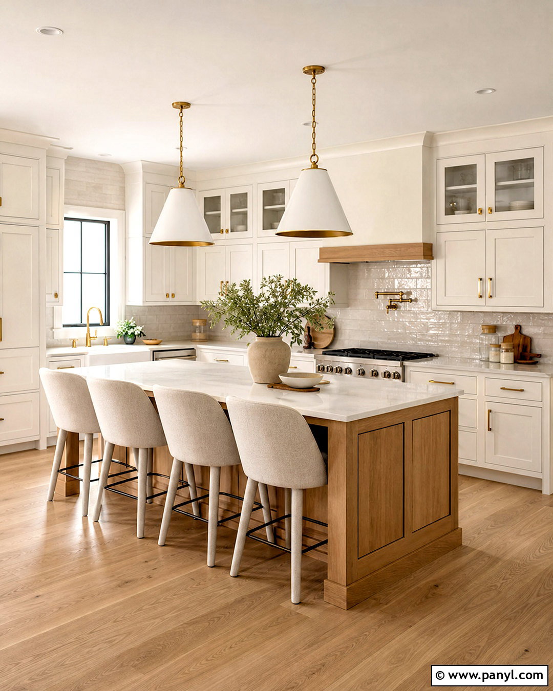 White And Beige Kitchen With Brass Hardware - 20 white and beige kitchen ideas