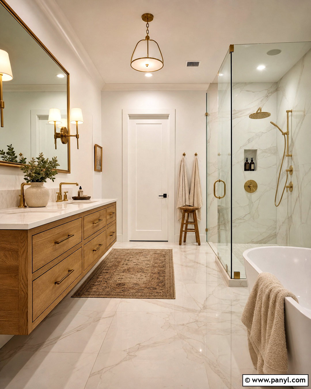 White And Brass Bathroom - 20 white colour ideas