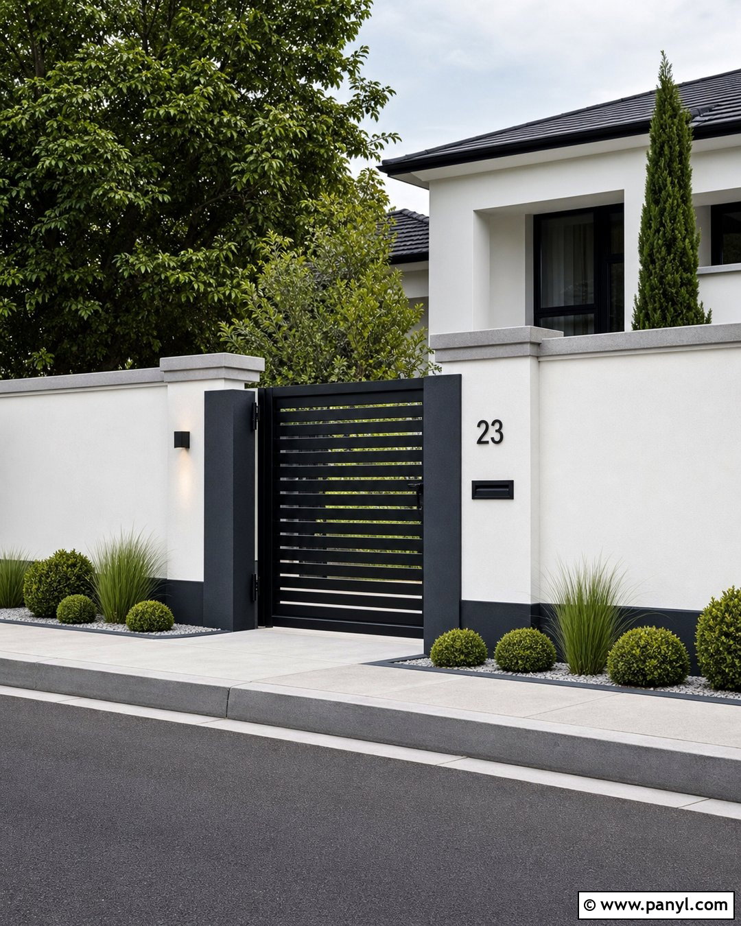 White And Charcoal Compound Wall - 30 compound wall colour combinations