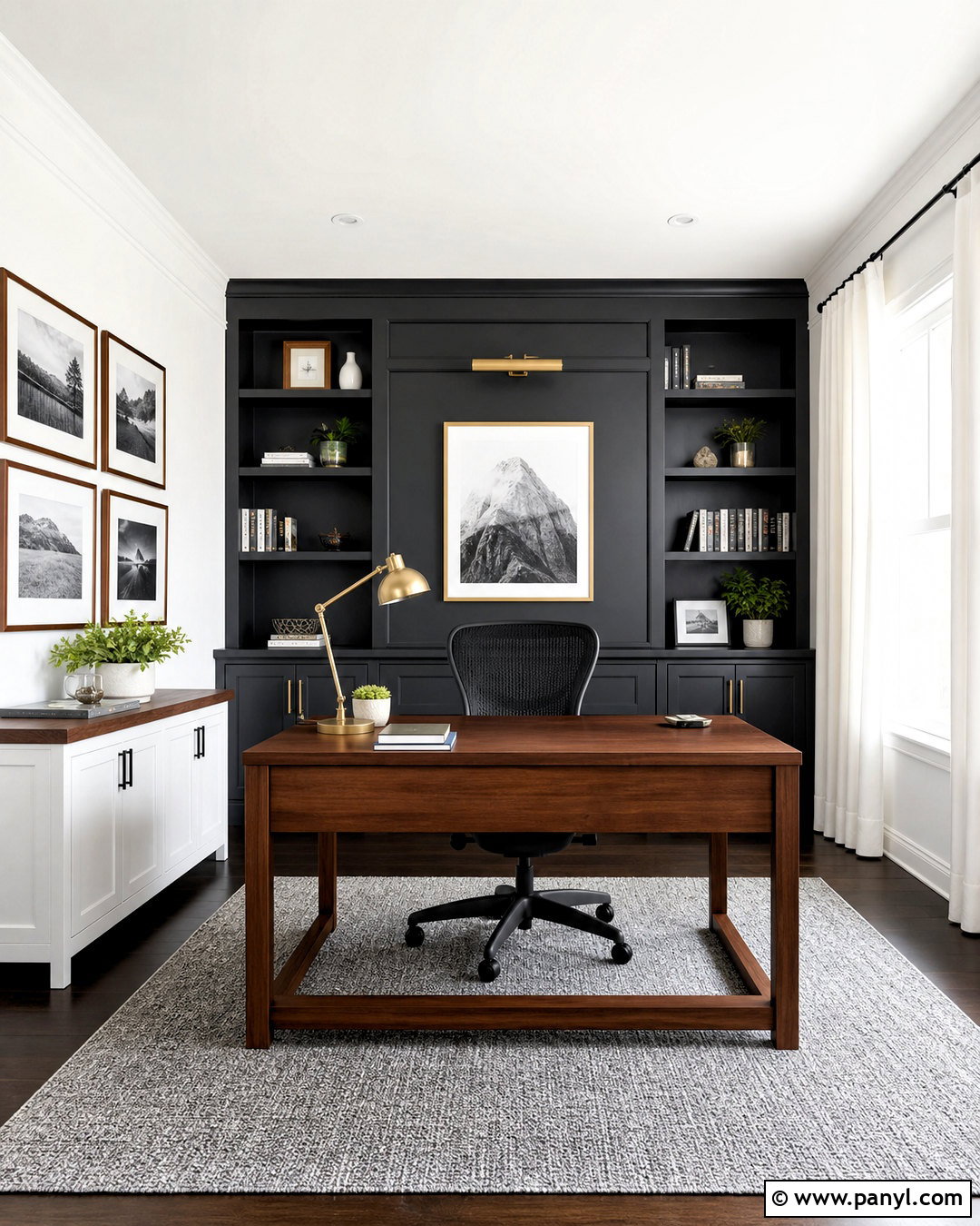 White And Charcoal Home Office - 20 white colour ideas