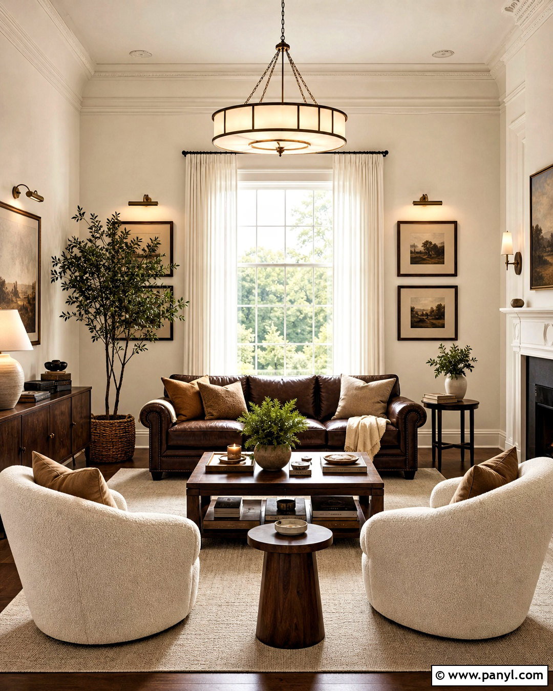 White And Chocolate Brown Living Room - 20 white colour ideas