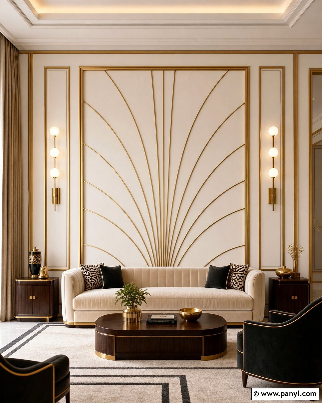White And Gold Art Deco Wall - 30 white and gold wall ideas