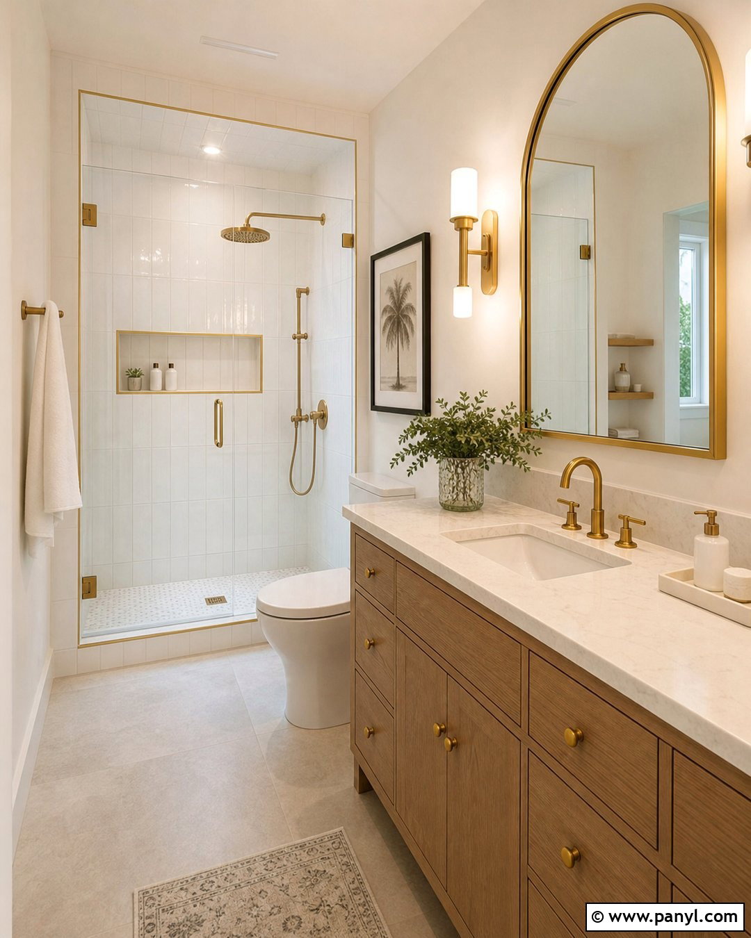 White And Gold Bathroom Tile Wall - 30 white and gold wall ideas