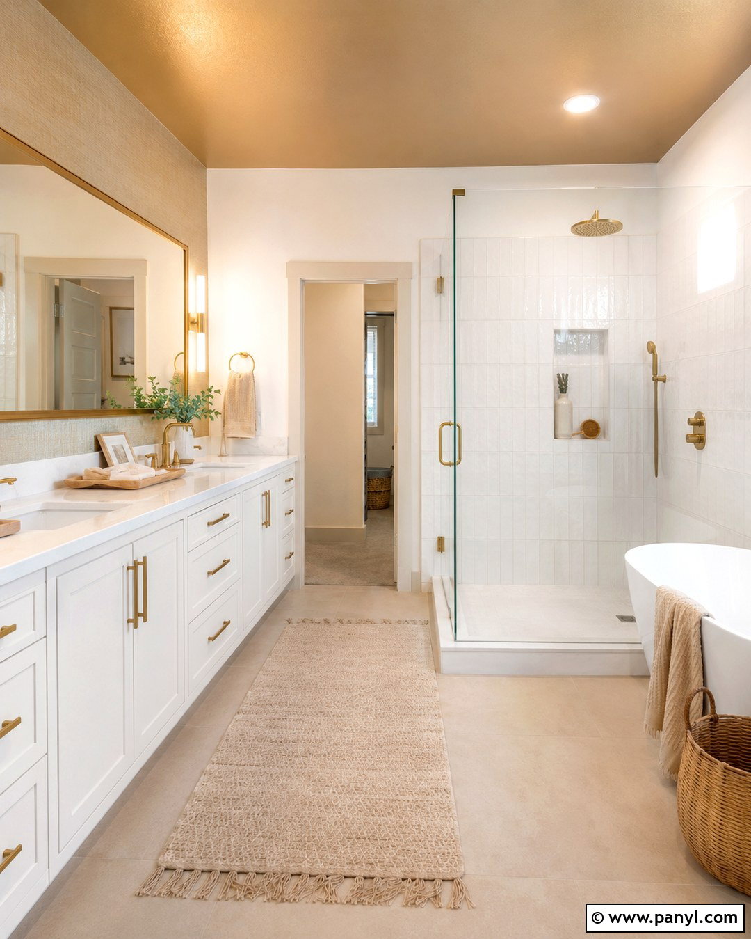 White And Gold Bathroom - 20 Gold Paint Bathroom Ideas