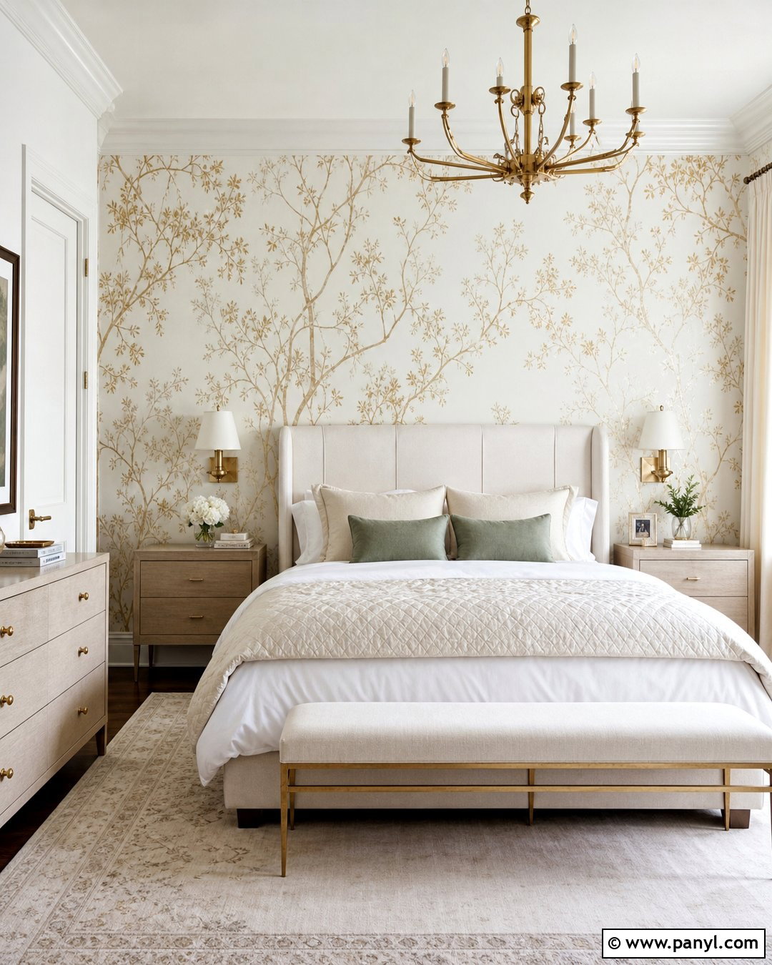 White And Gold Bedroom Wallpaper Wall - 30 white and gold wall ideas