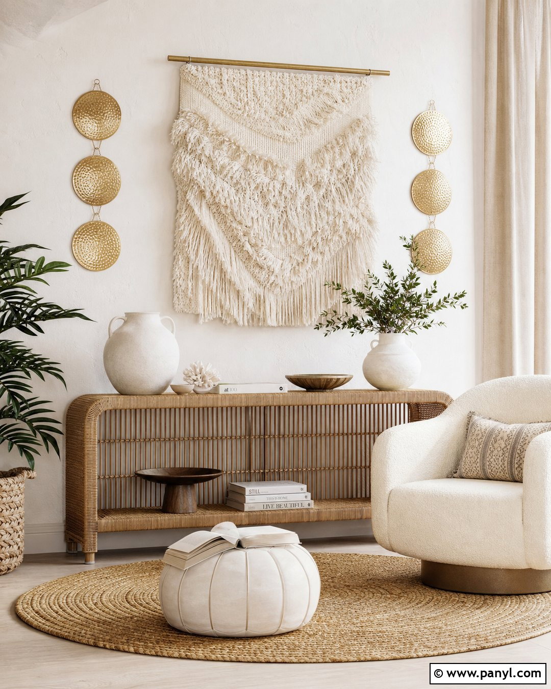 White And Gold Boho Wall - 30 white and gold wall ideas