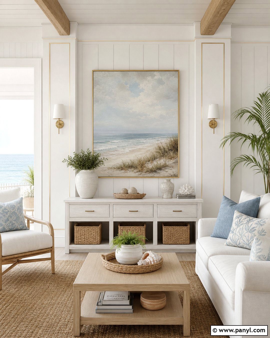 White And Gold Coastal Wall - 30 white and gold wall ideas