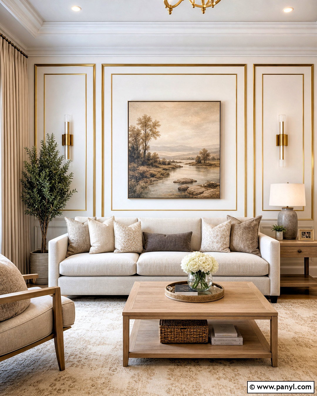White And Gold Feature Wall Molding - 20 gold feature wall ideas