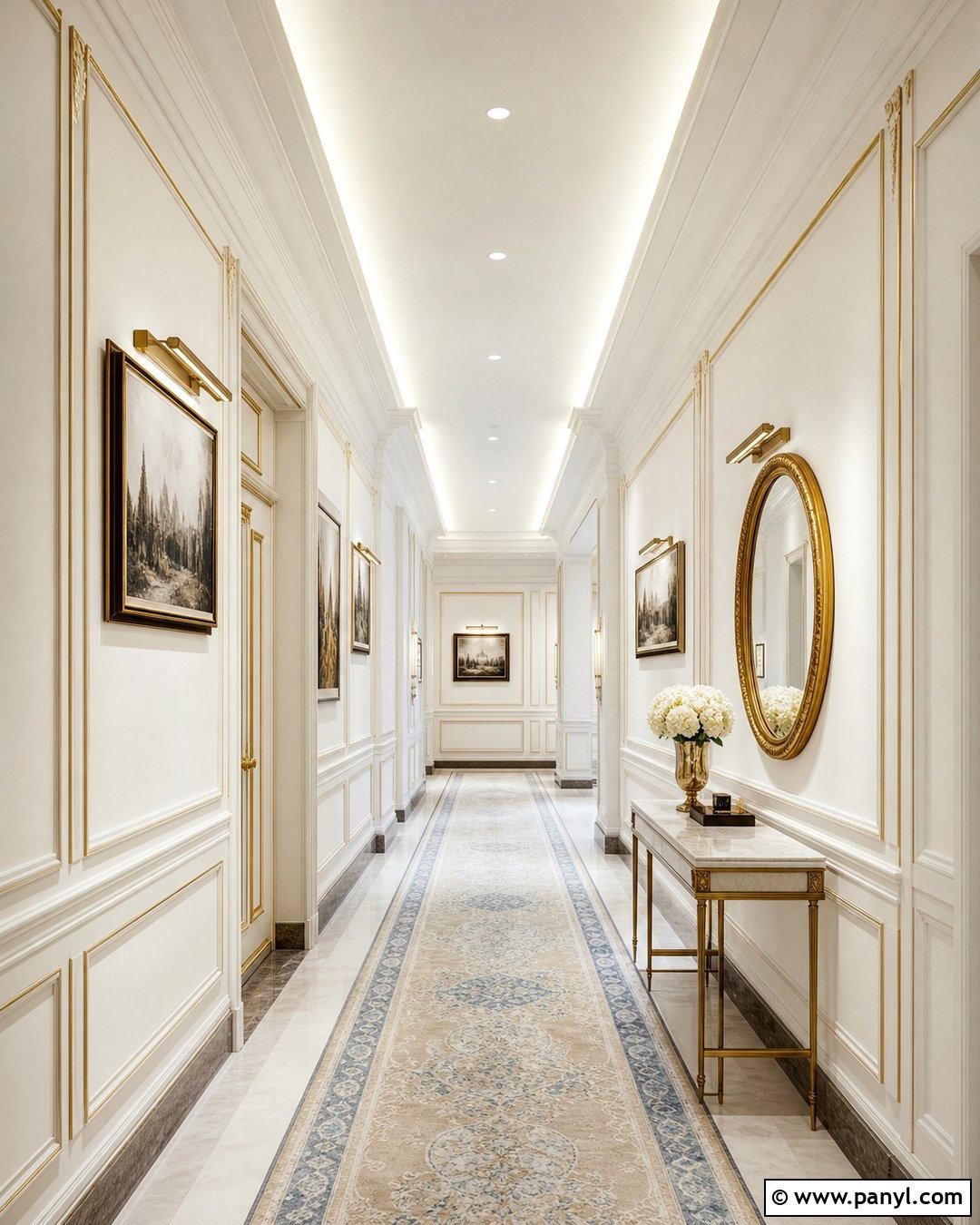 White And Gold Hallway Molding Wall - 30 white and gold wall ideas
