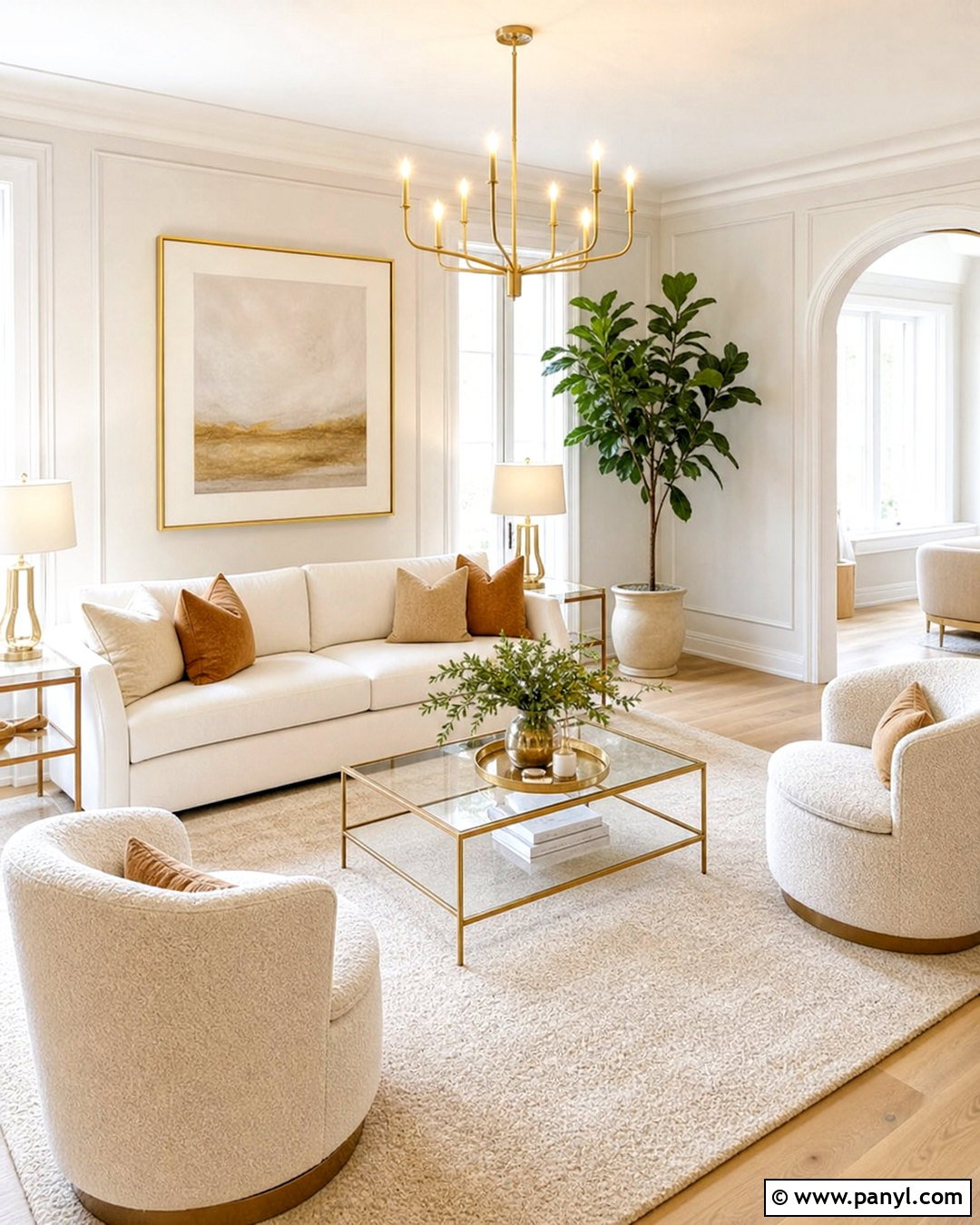 White And Gold Living Room - 20 gold interior design ideas