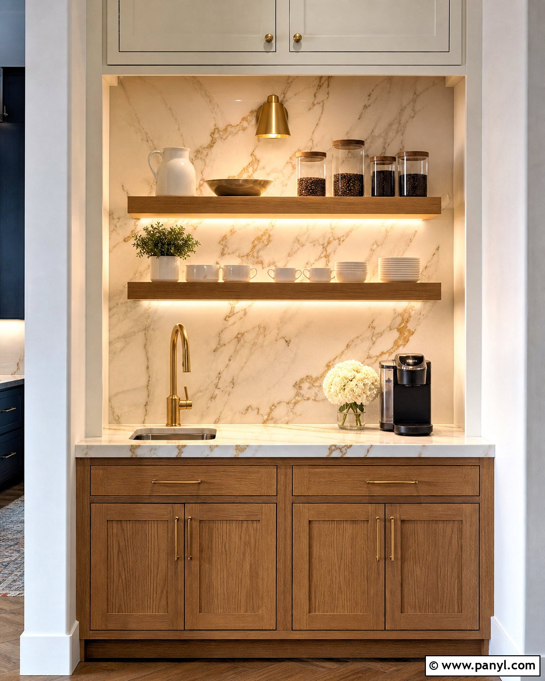 White And Gold Marble Beverage Station - 20 white and gold marble ideas