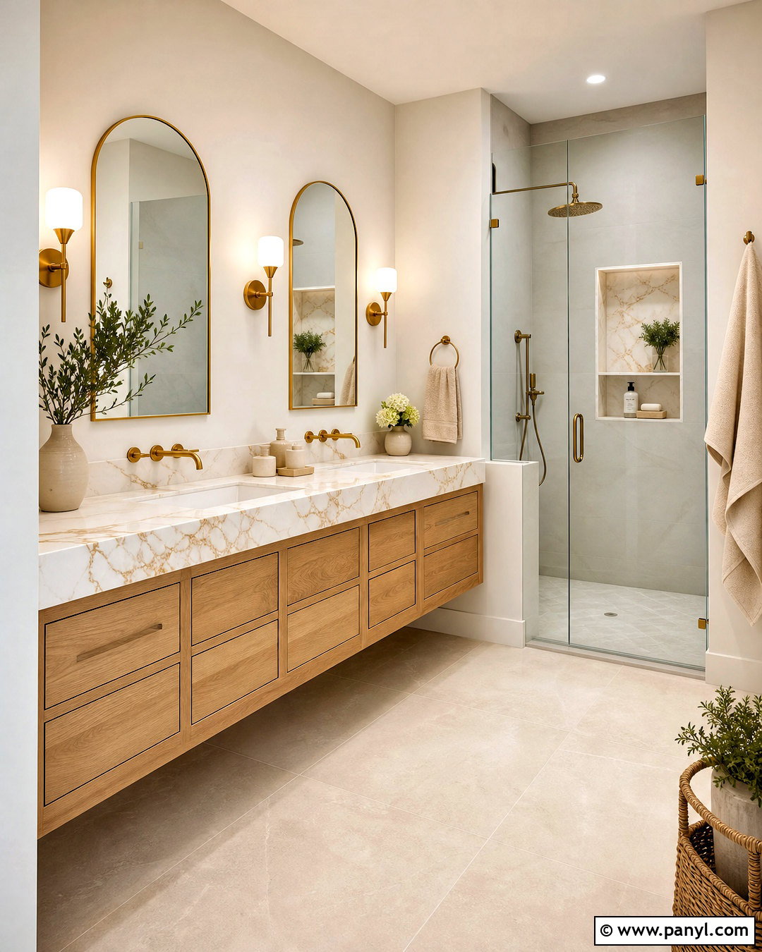 White And Gold Marble Floating Vanity - 20 white and gold marble ideas