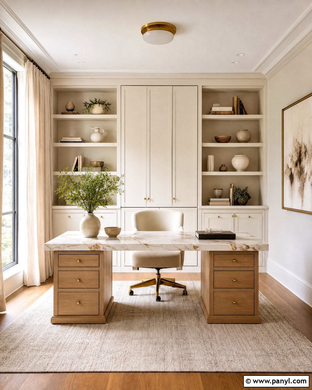White And Gold Marble Home Office - 20 white and gold marble ideas