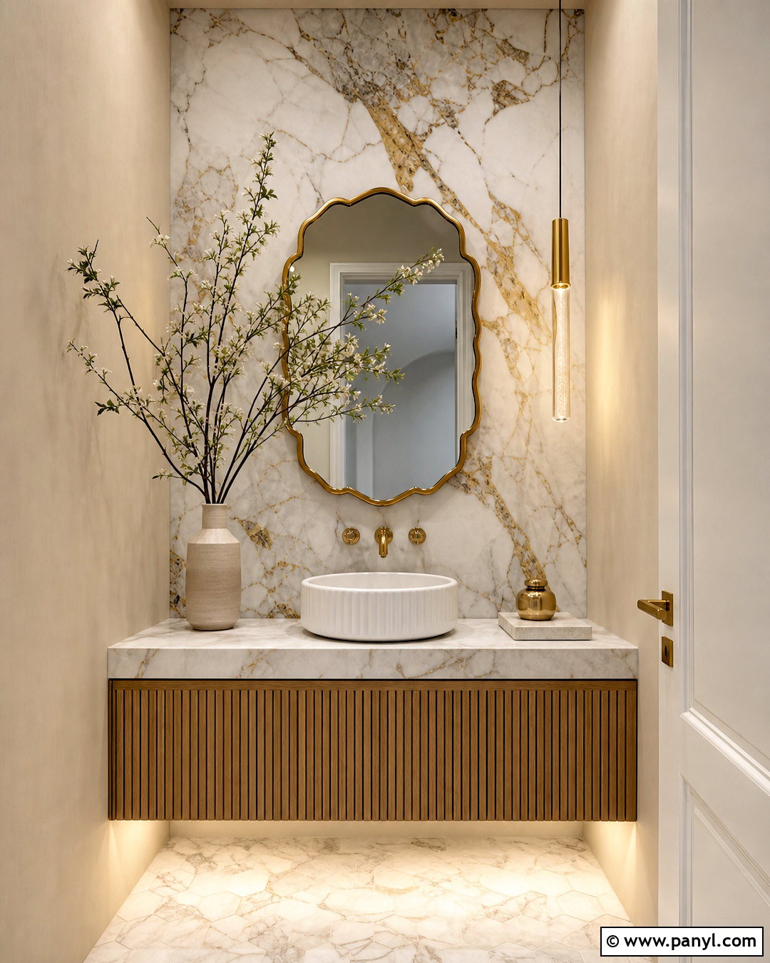 White And Gold Marble Powder Room - 20 white and gold marble ideas