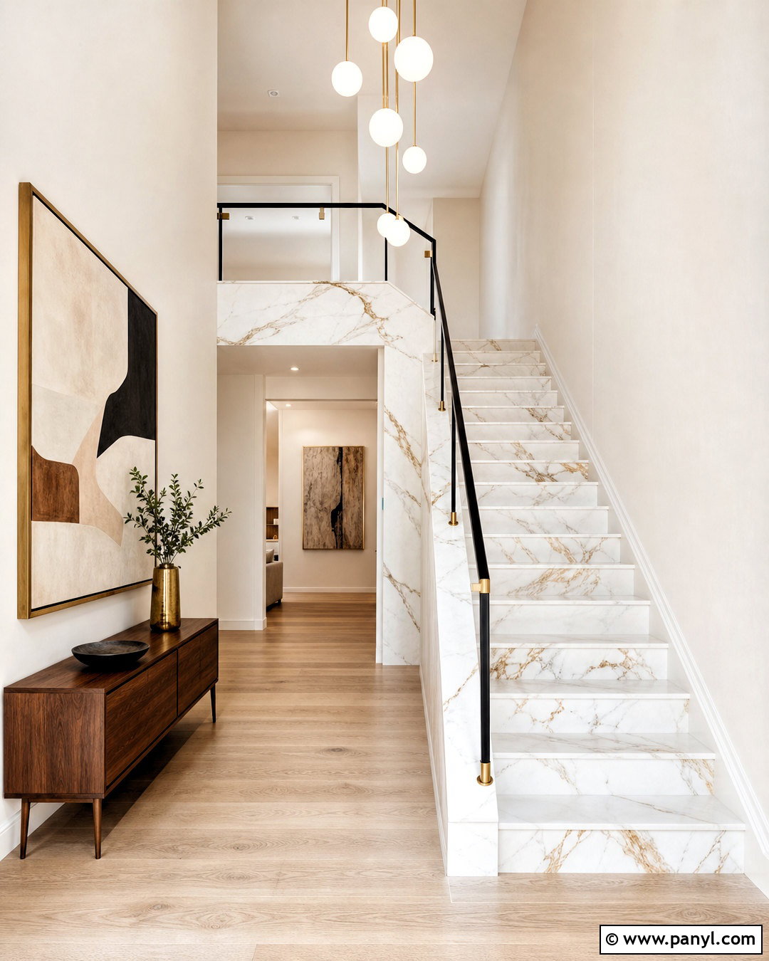 White And Gold Marble Staircase - 20 white and gold marble ideas