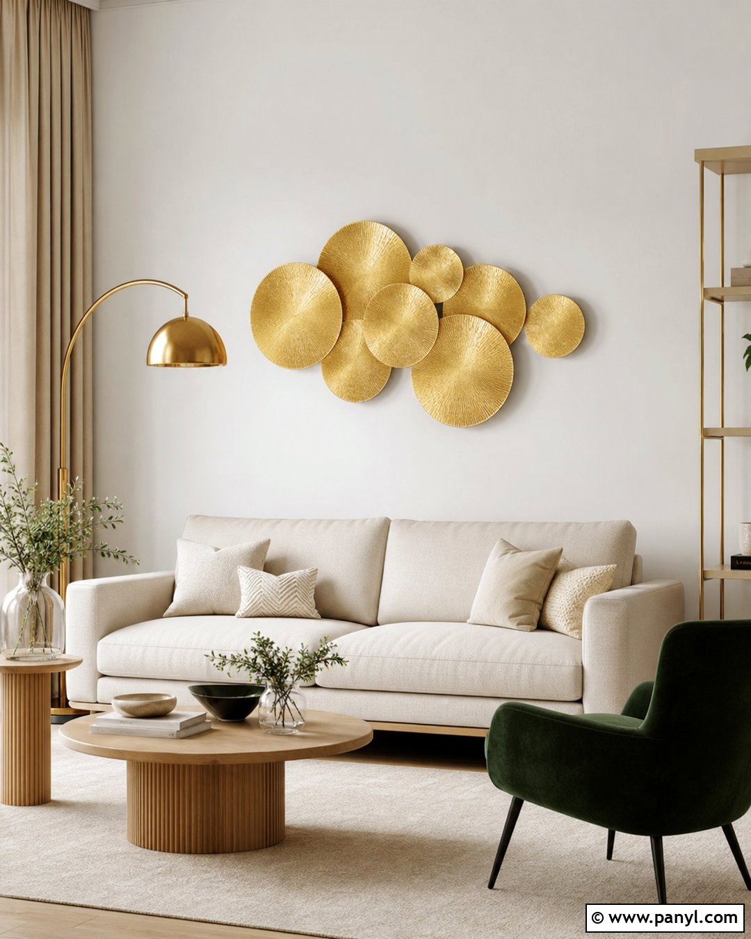 White And Gold Metal Sculpture Wall - 30 white and gold wall ideas