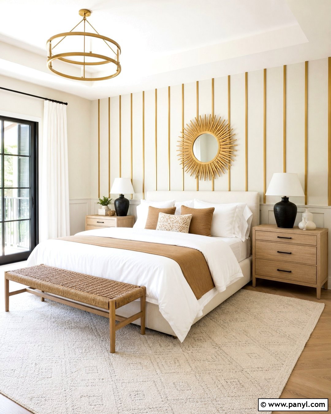 White And Gold Striped Wall - 35 golden wall ideas
