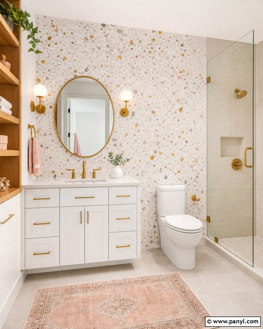White And Gold Terrazzo Wall - 30 white and gold wall ideas