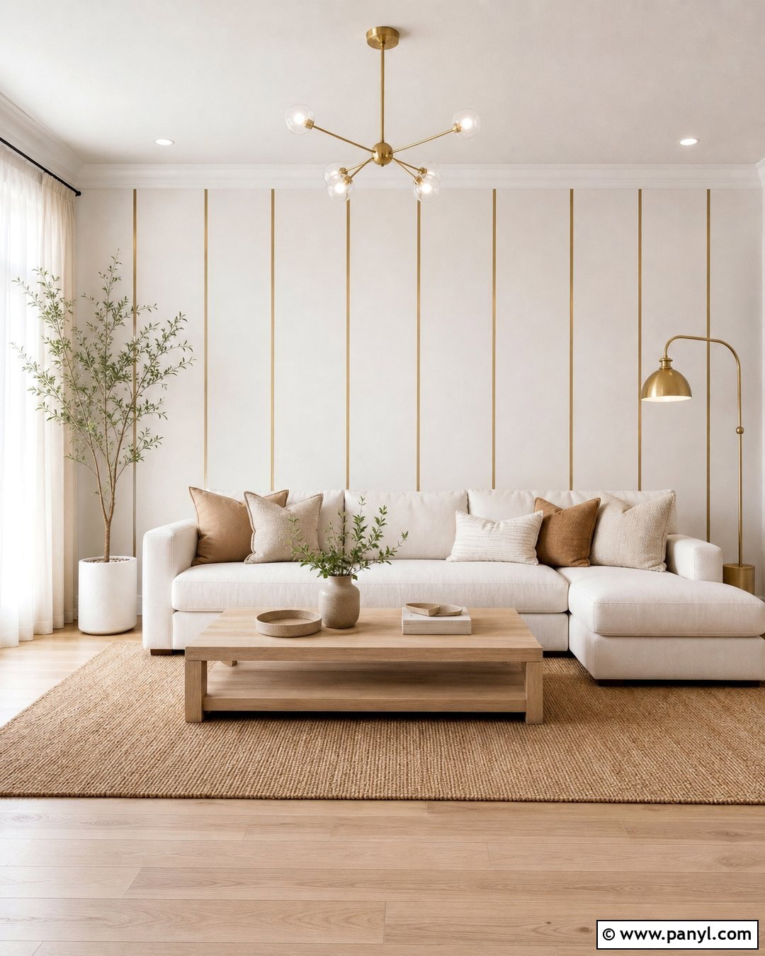 White And Gold Vertical Stripe Wall - 35 gold stripe wall ideas