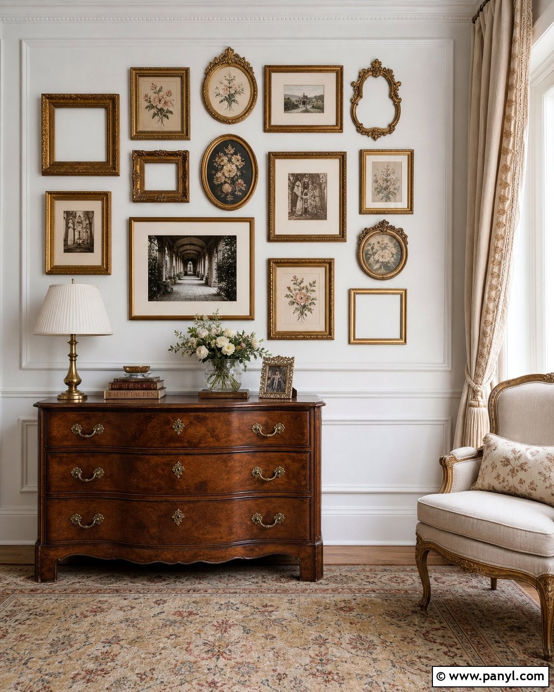 White And Gold Vintage Frame Wall - 30 white and gold wall ideas