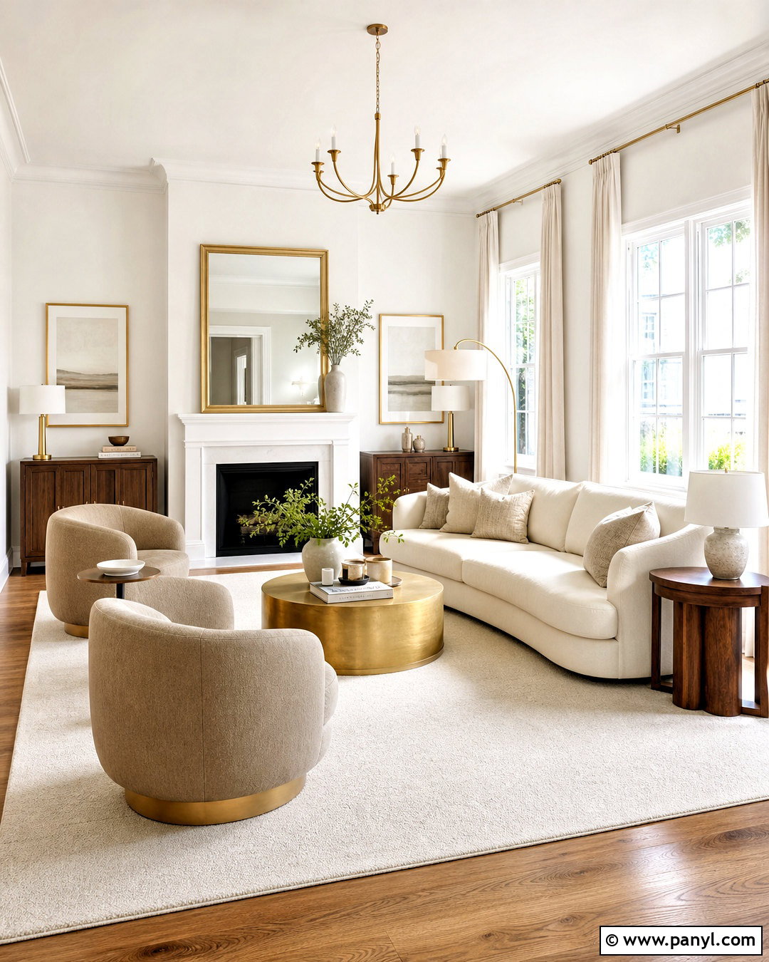 White And Golden Living Room - 20 golden interior design ideas