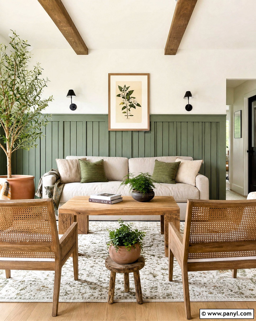 White And Green Paneled Living Room Wall - 20 wall design ideas living room paint ideas