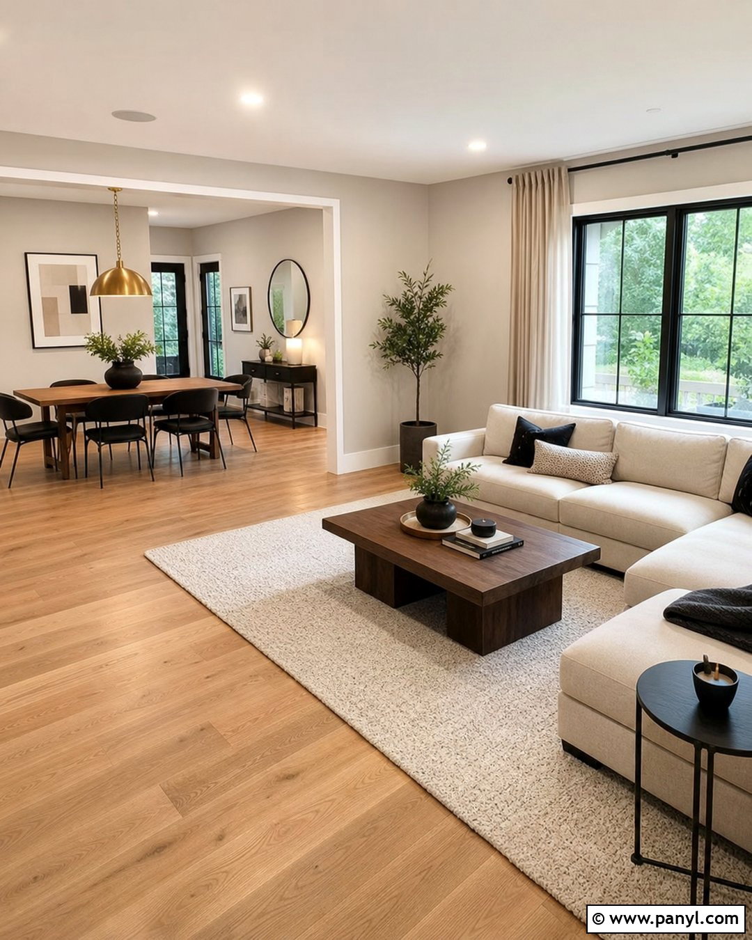 White And Greige Walls With Mixed Wood Floors - 25 Wall Color Combination With Wooden Floor Ideas