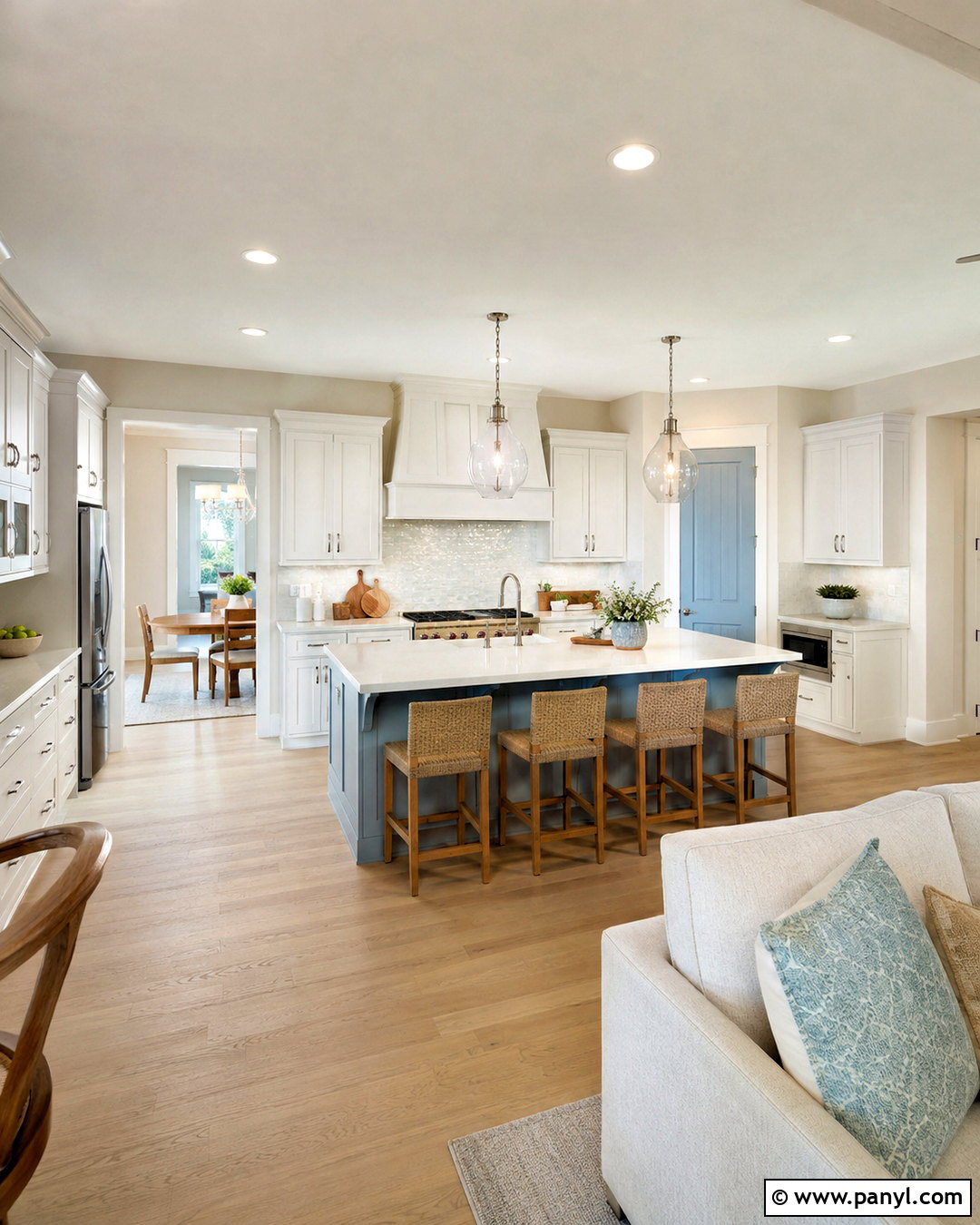 White And Light Blue Two-Tone Kitchen - 20 light color kitchen ideas
