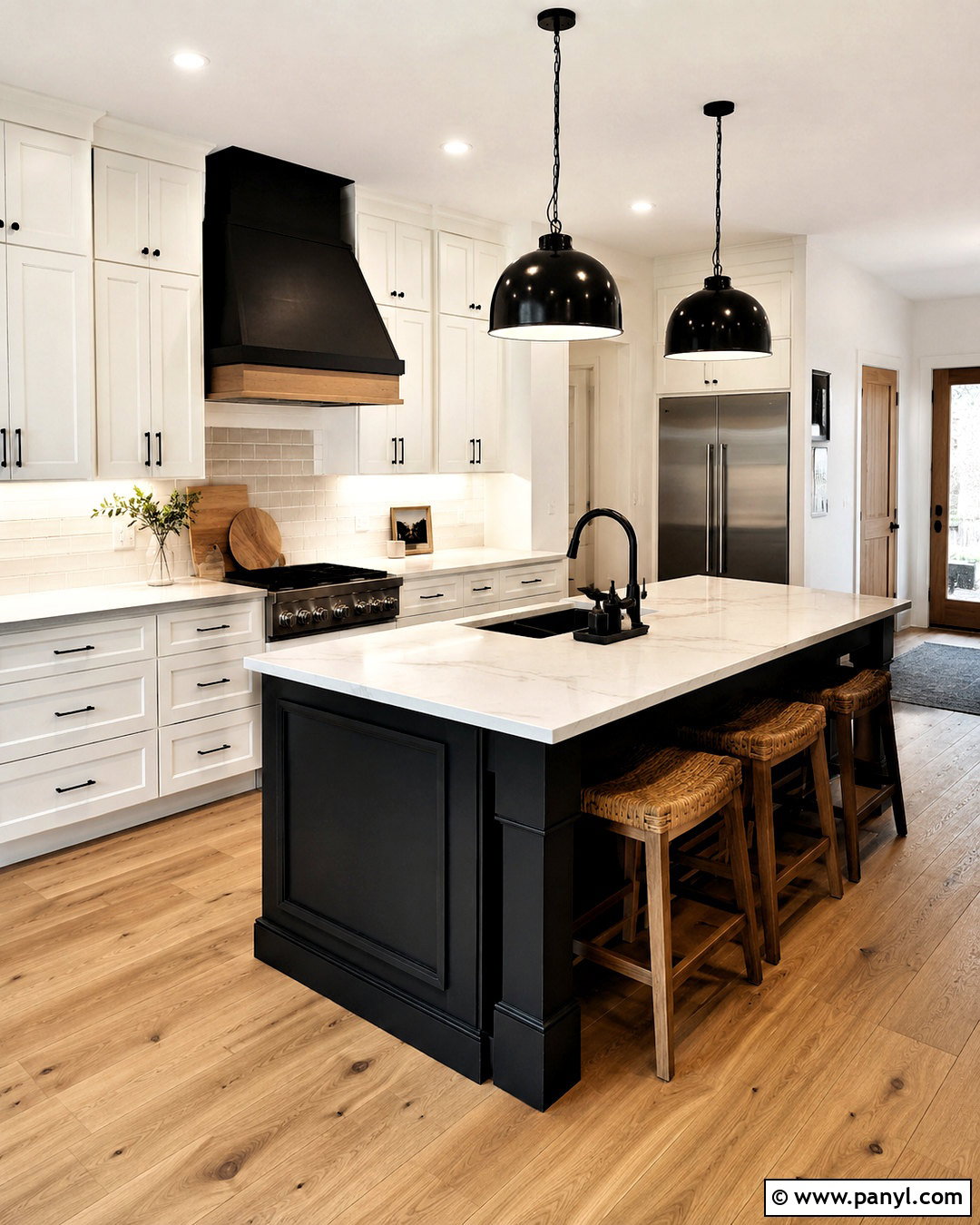 White And Matte Black Kitchen - 20 popular kitchen color combinations