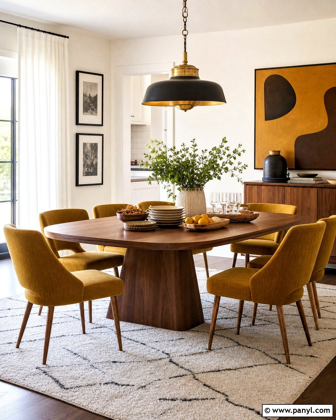 White And Mustard Yellow Dining Room - 20 white colour ideas