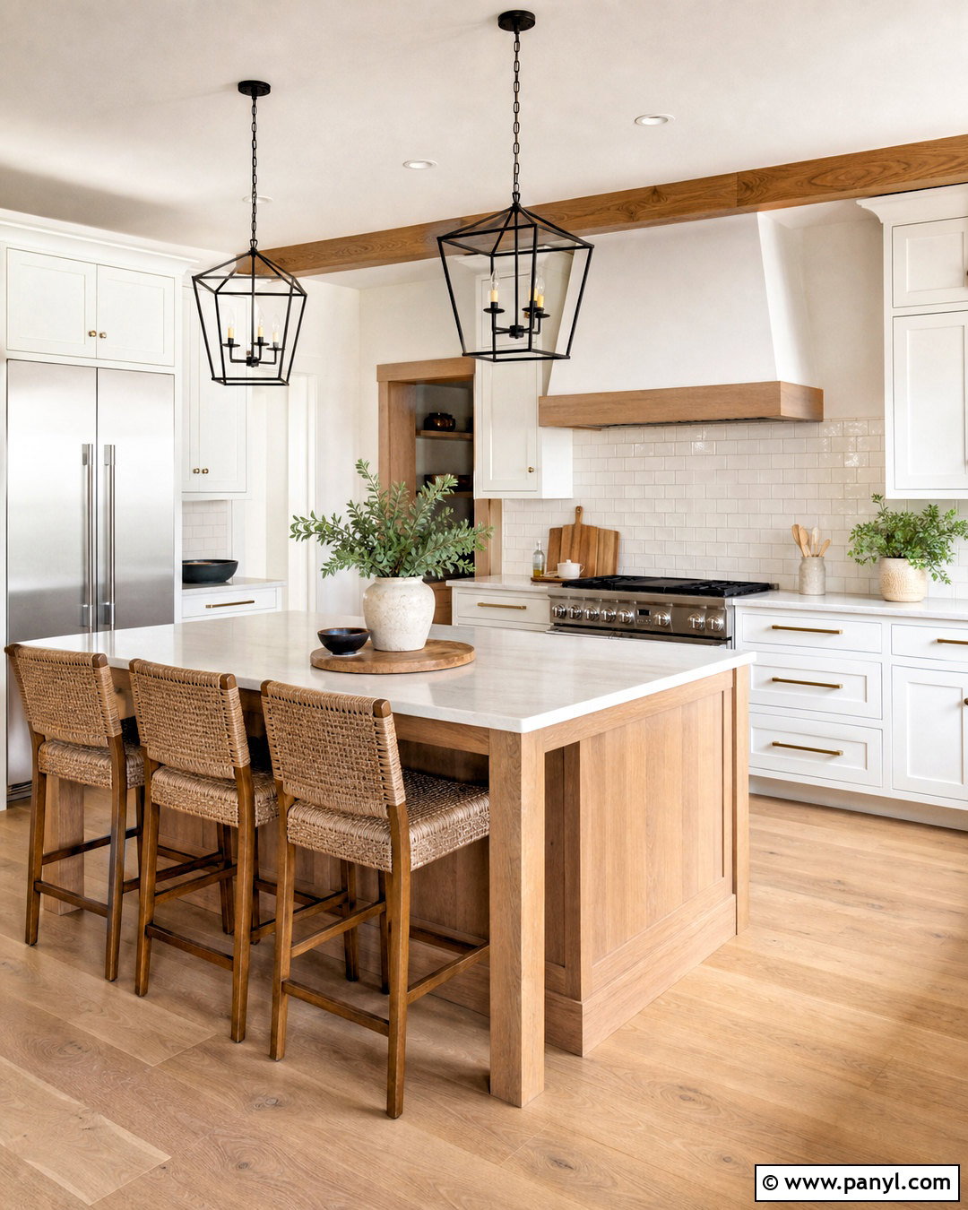 White And Natural Oak Farmhouse Kitchen - 20 farmhouse kitchen color scheme ideas