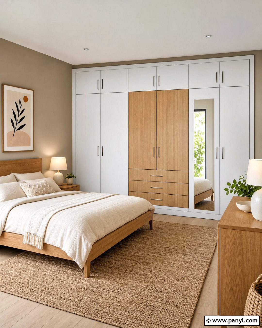 White And Natural Oak Wardrobe - 20 bedroom wardrobe colour combination ideas