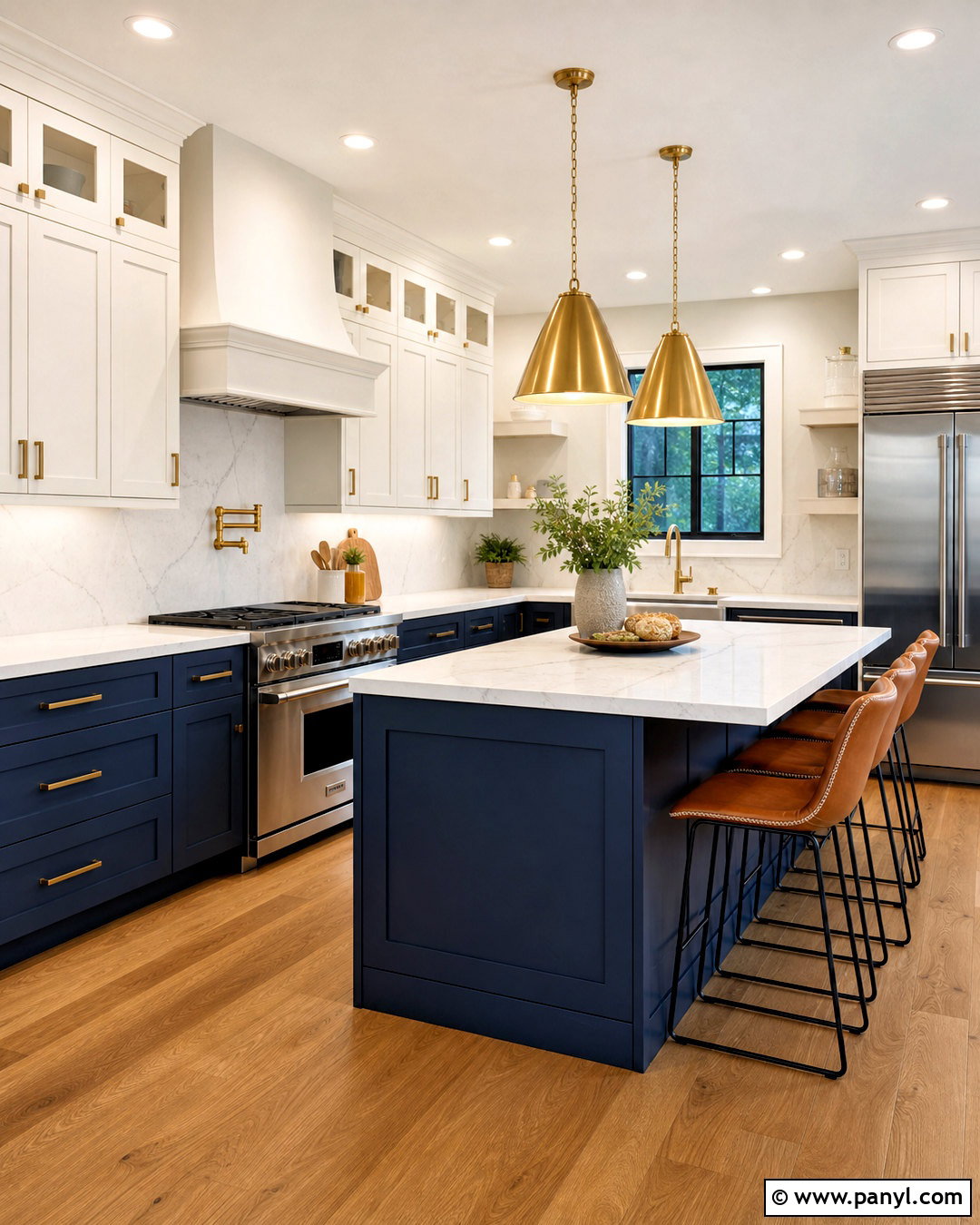 White And Navy Kitchen Cabinets - 20 kitchen cabinet color ideas