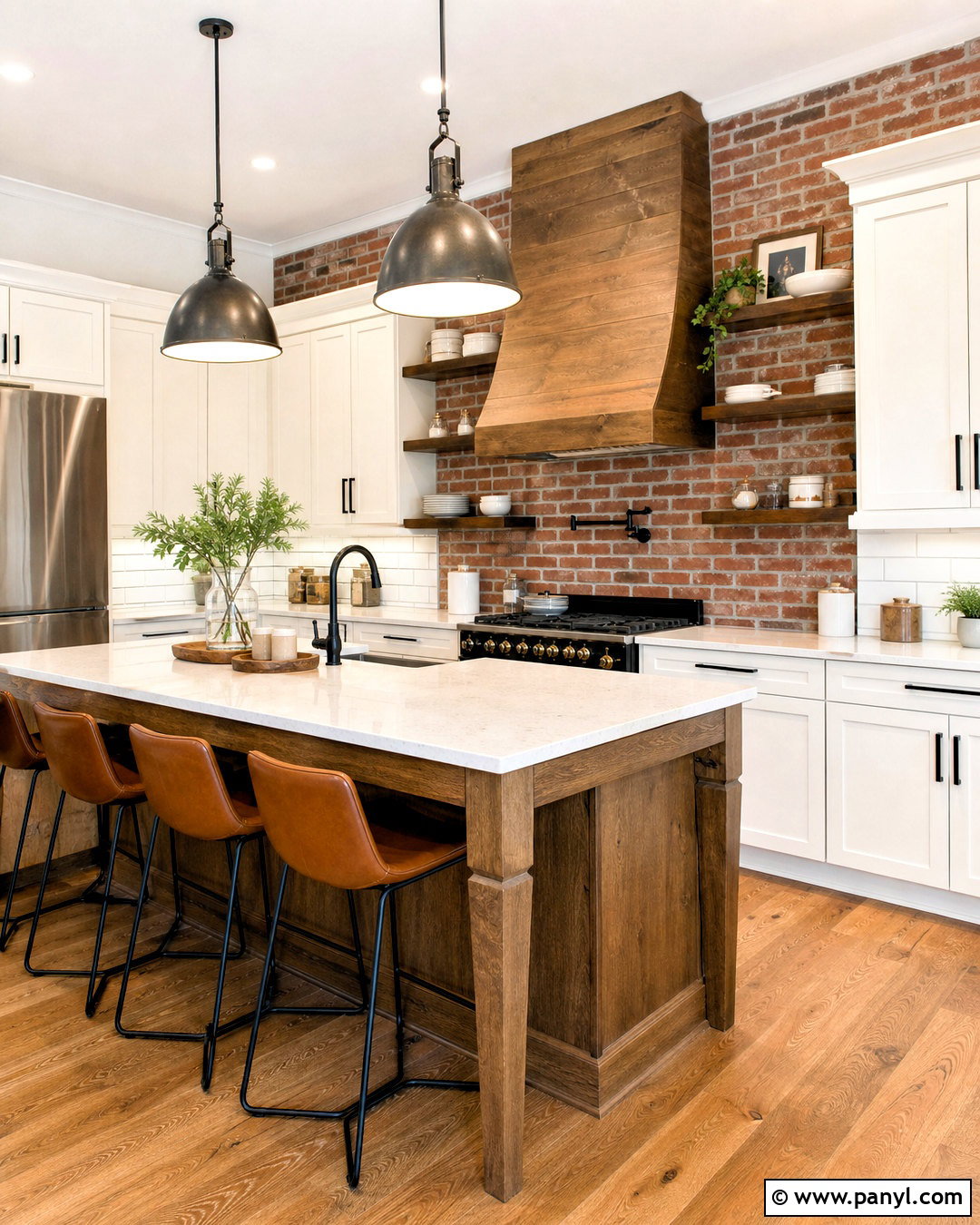 White And Red Brick Kitchen - 20 white colour ideas