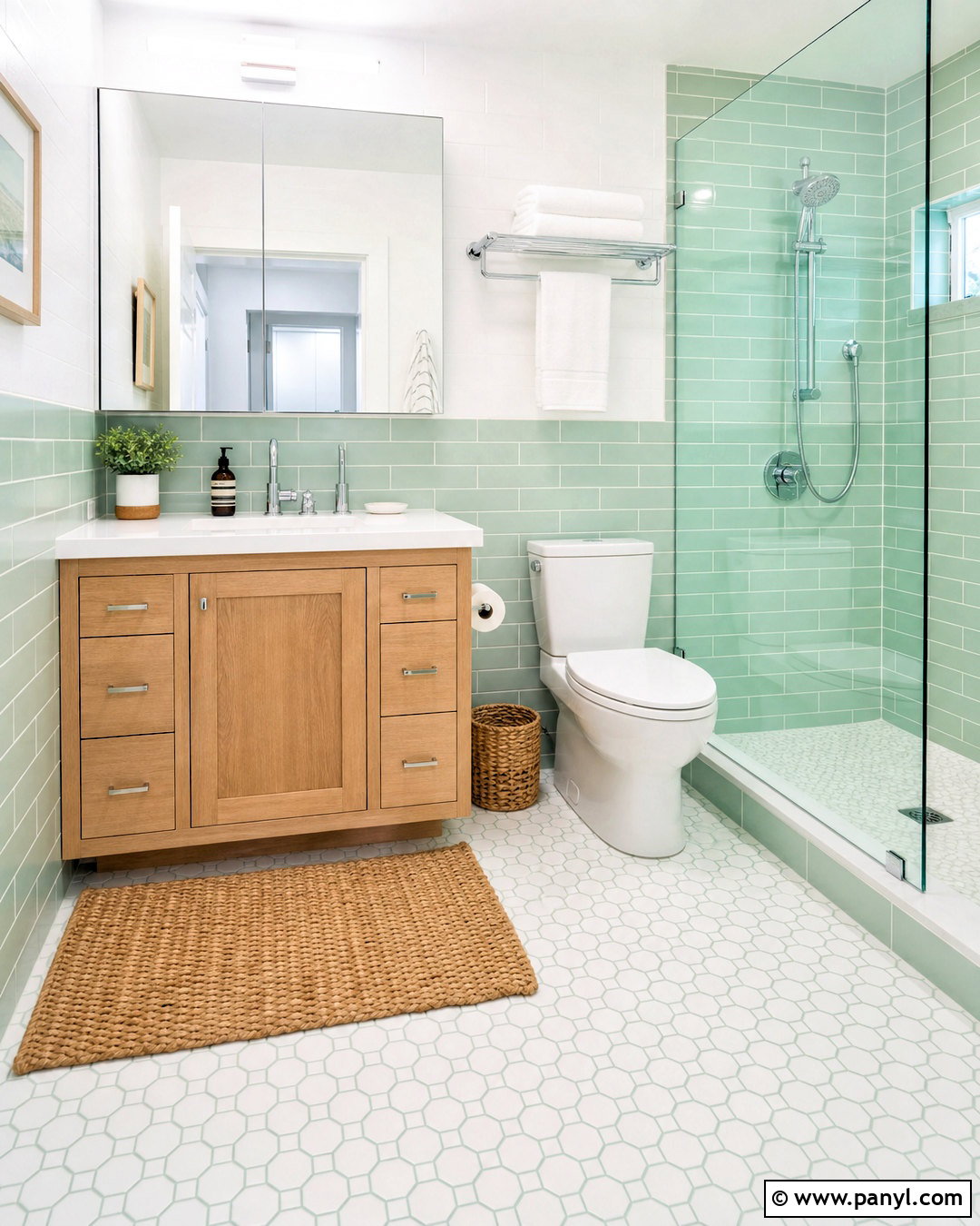 White And Seafoam Green Bathroom Tile Combination - 20 tiles combination for bathroom ideas