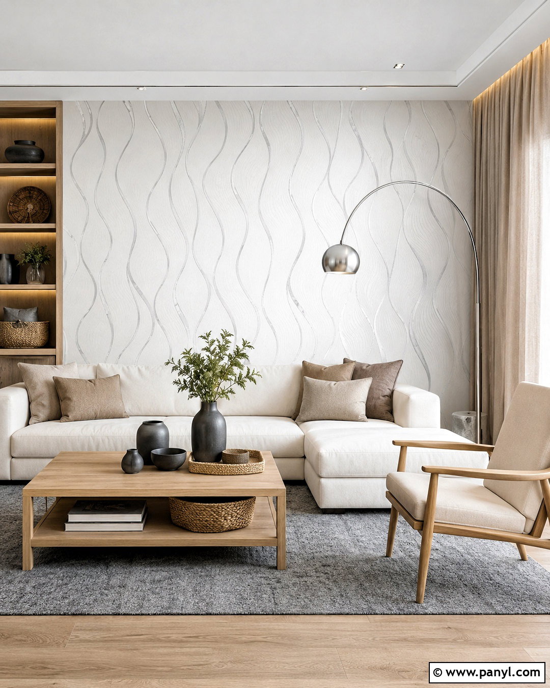 White And Silver Shimmer Wall - 35 silver shimmer wall ideas