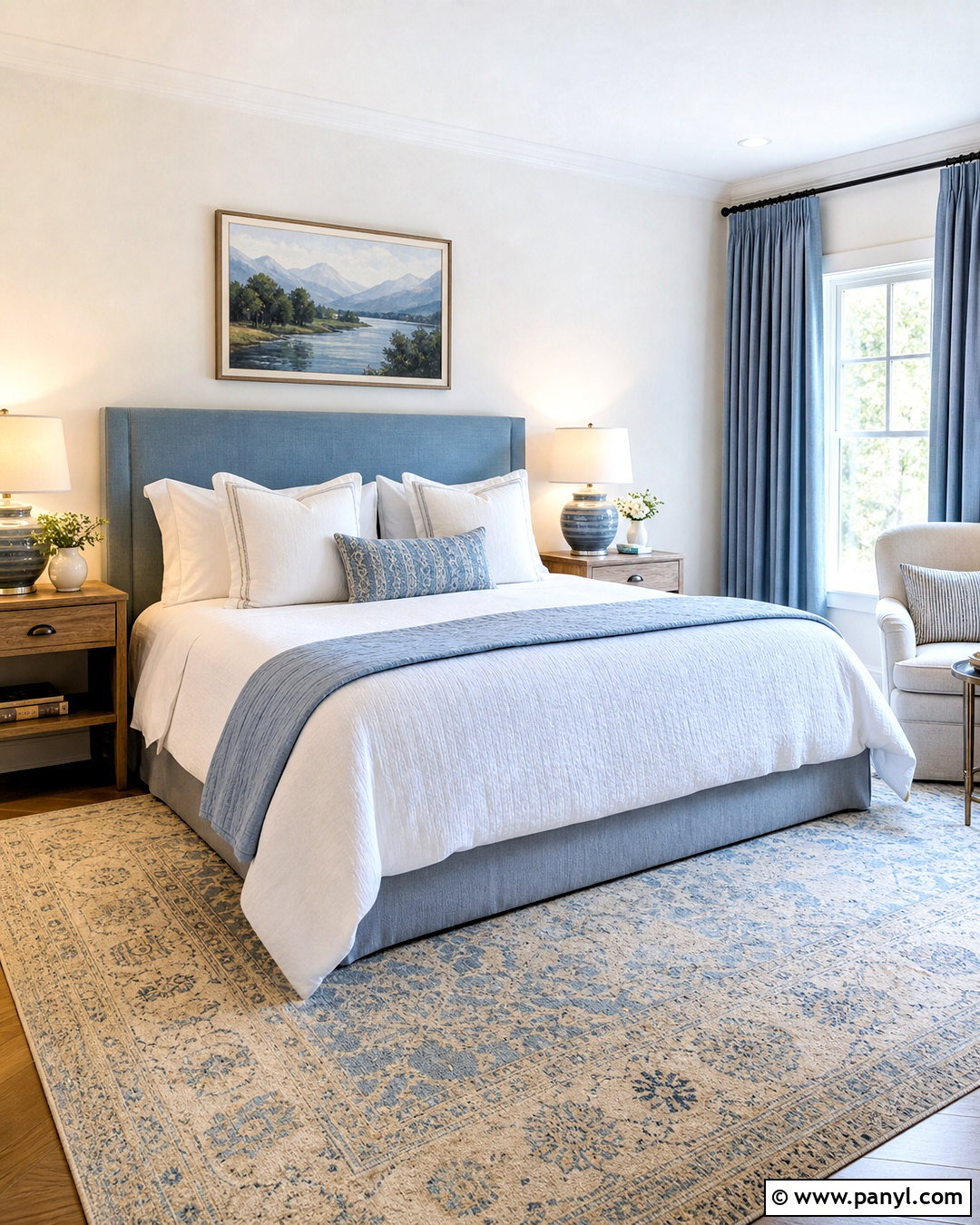 White And Soft Blue Bedroom - 20 white colour ideas