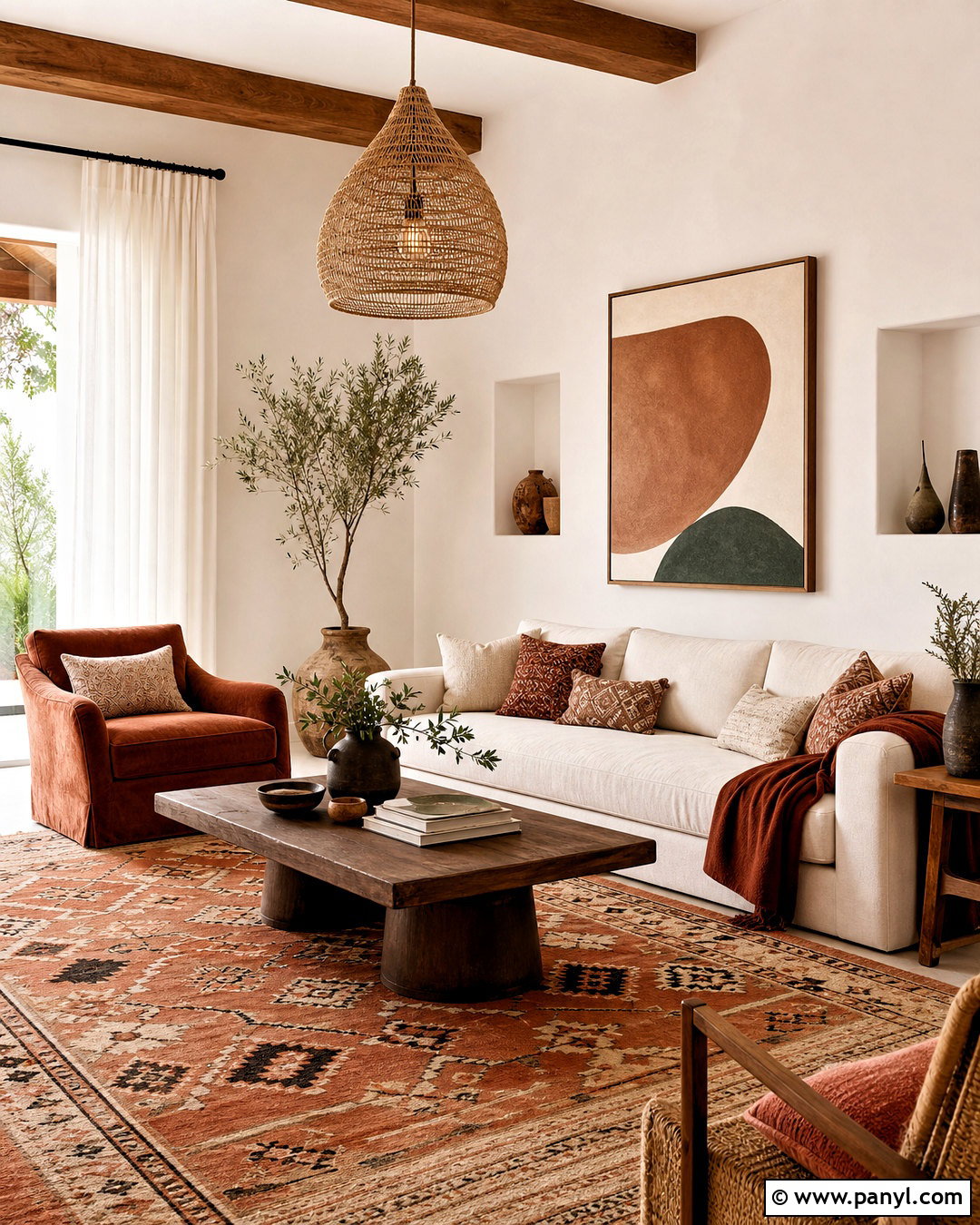 White And Terracotta Living Room - 20 white colour ideas