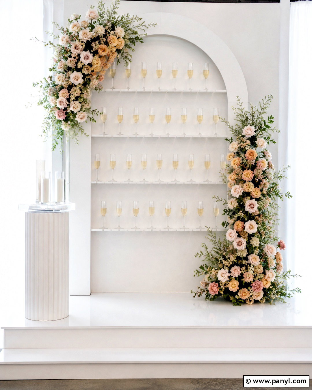 White Arch Champagne Wall - 20 diy champagne wall ideas