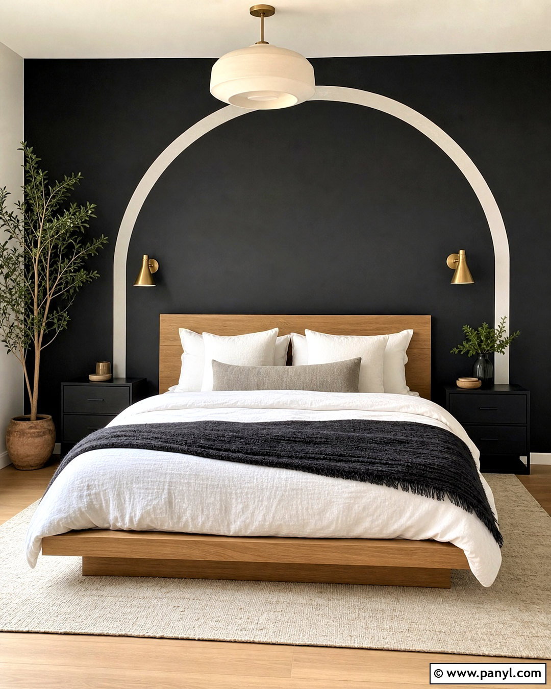 White Arch On A Black Wall - 20 black and white wall painting ideas