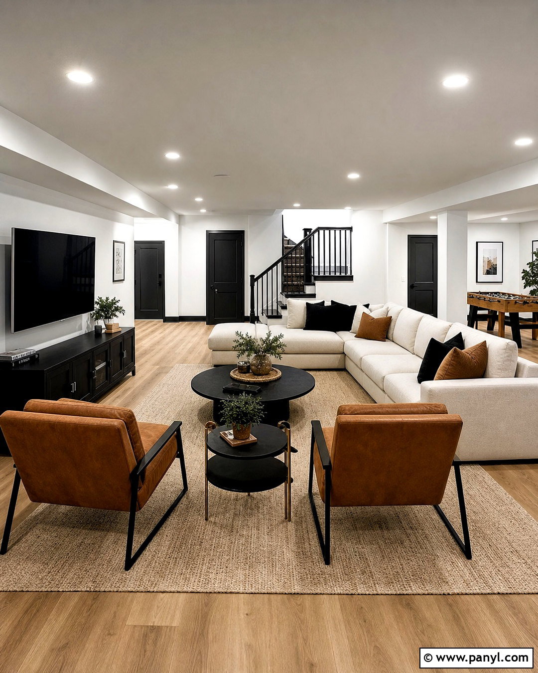 White Basement With Black Trim - 20 basement colors ideas