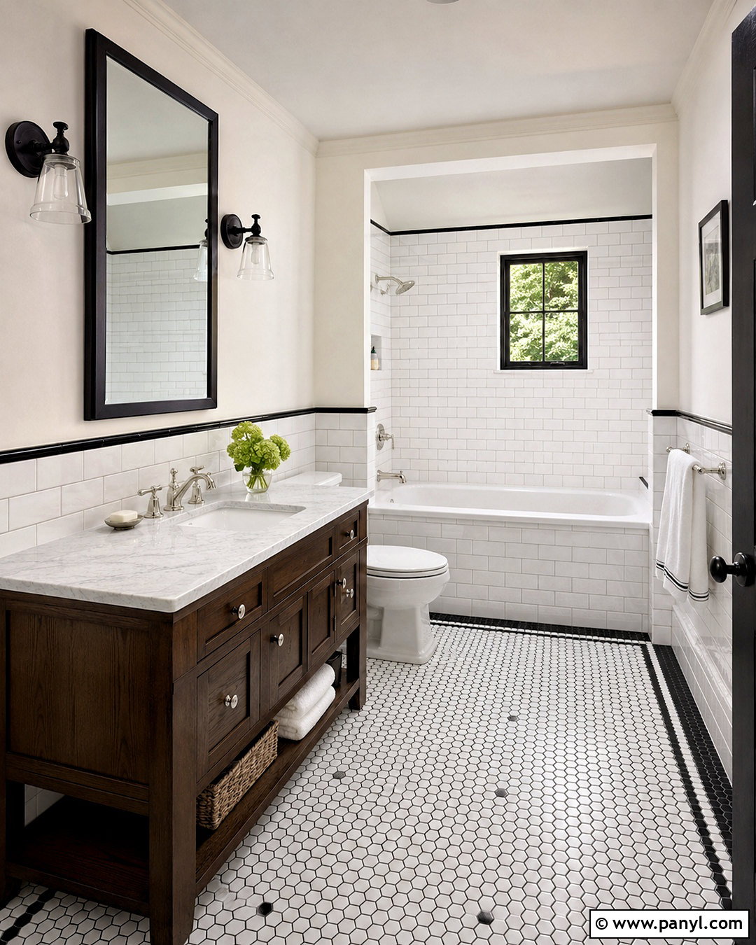 White Bathroom Tile With Black Border - 20 black and white bathroom tile ideas