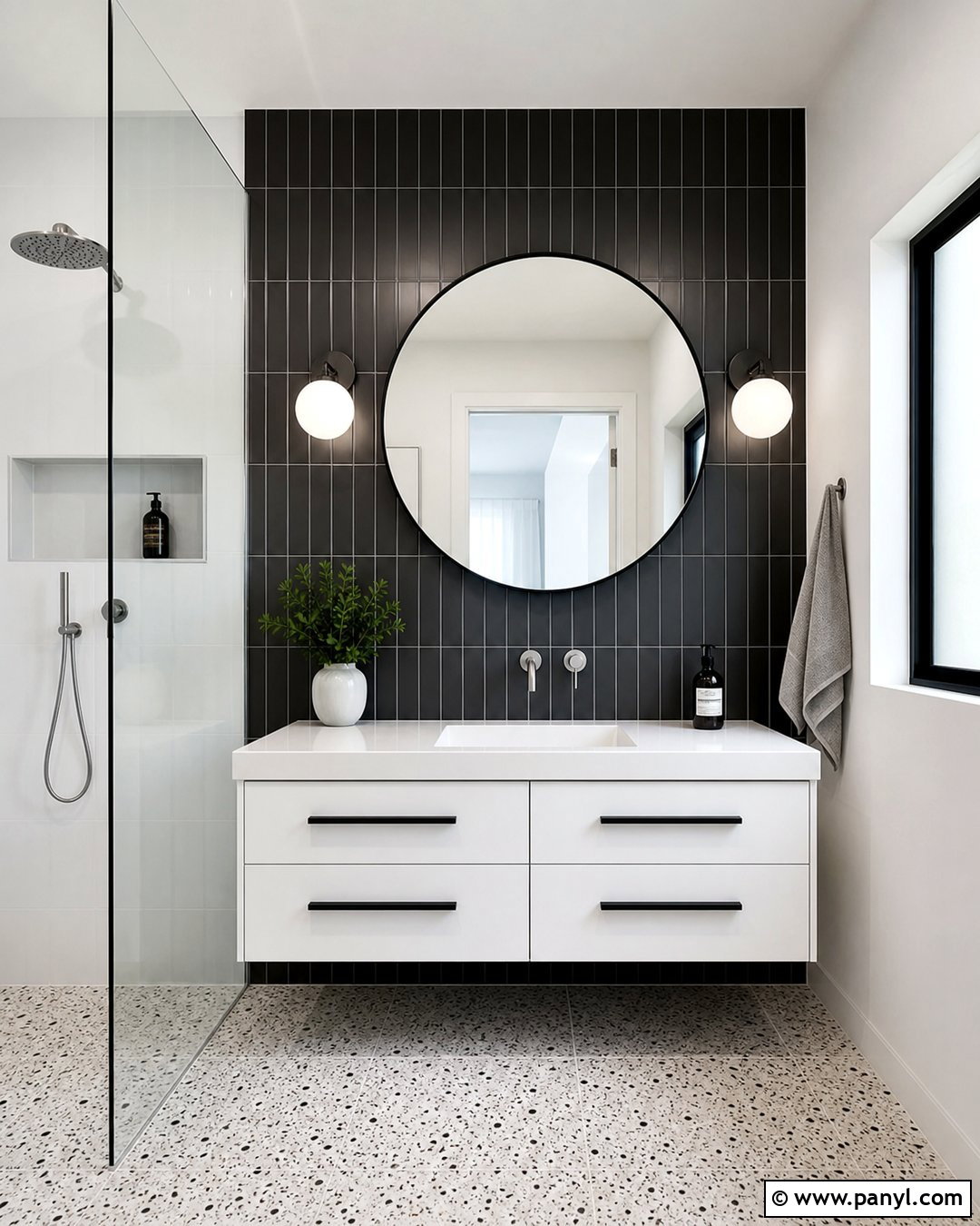 White Bathroom Vanity With Black Tile Wall - 20 Modern Bathroom Vanity With Black Wall Ideas