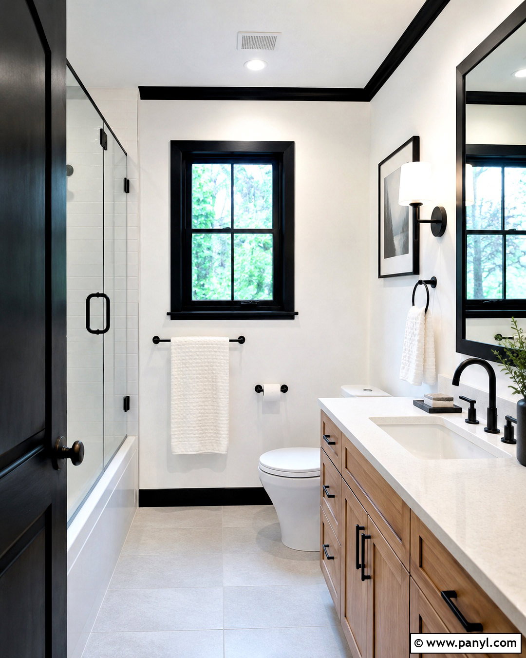 White Bathroom Walls With Black Trim - 40 light walls darker trim ideas