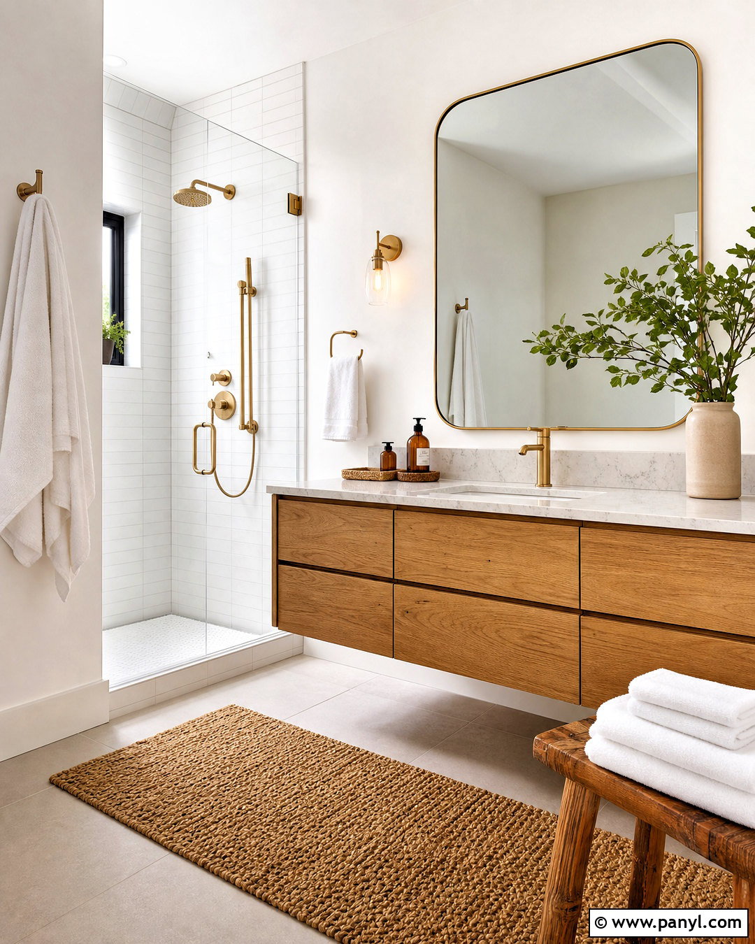 White Bathroom Walls With Warm Wood - 20 white wall ideas