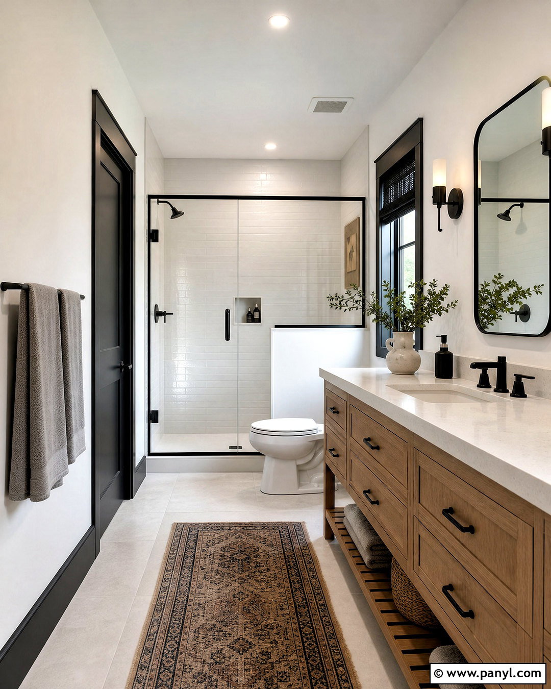 White Bathroom With Black Shower Trim - 20 white room black trim ideas