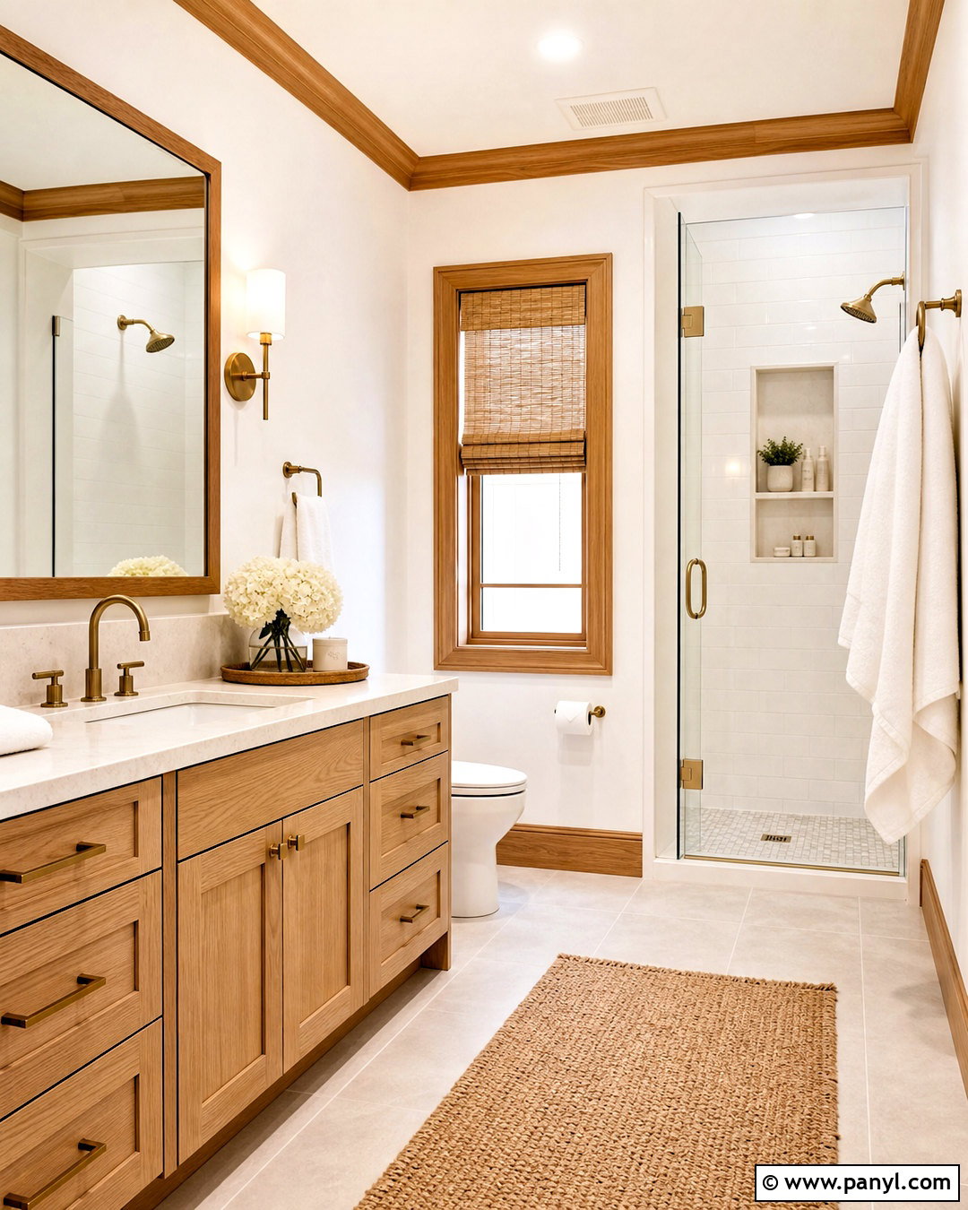 White Bathroom With Wood Trim - 20 white walls with wood trim ideas