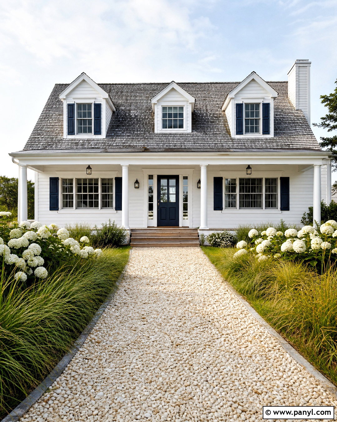 White Beach House Exterior With Navy Shutters - 20 beach house exterior paint colors